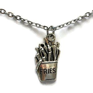 🍟 French Fries Necklace Tibetan Silver-Plated Charm Stainless Steel🍟 4for$20